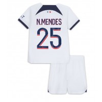 Paris Saint-Germain Nuno Mendes #25 Bortedraktsett Barn 2023-24 Kortermet (+ Korte bukser)